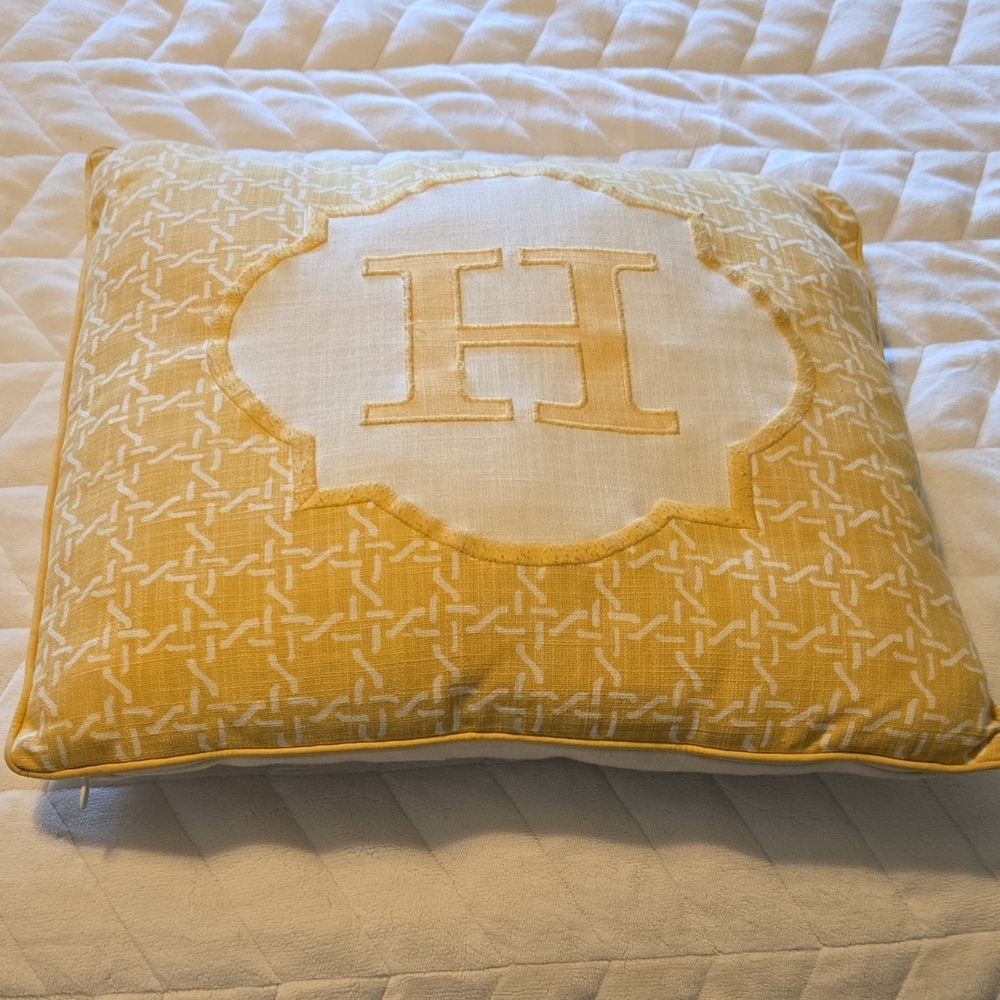 Yellow Monogrammed Decorative Pillow
